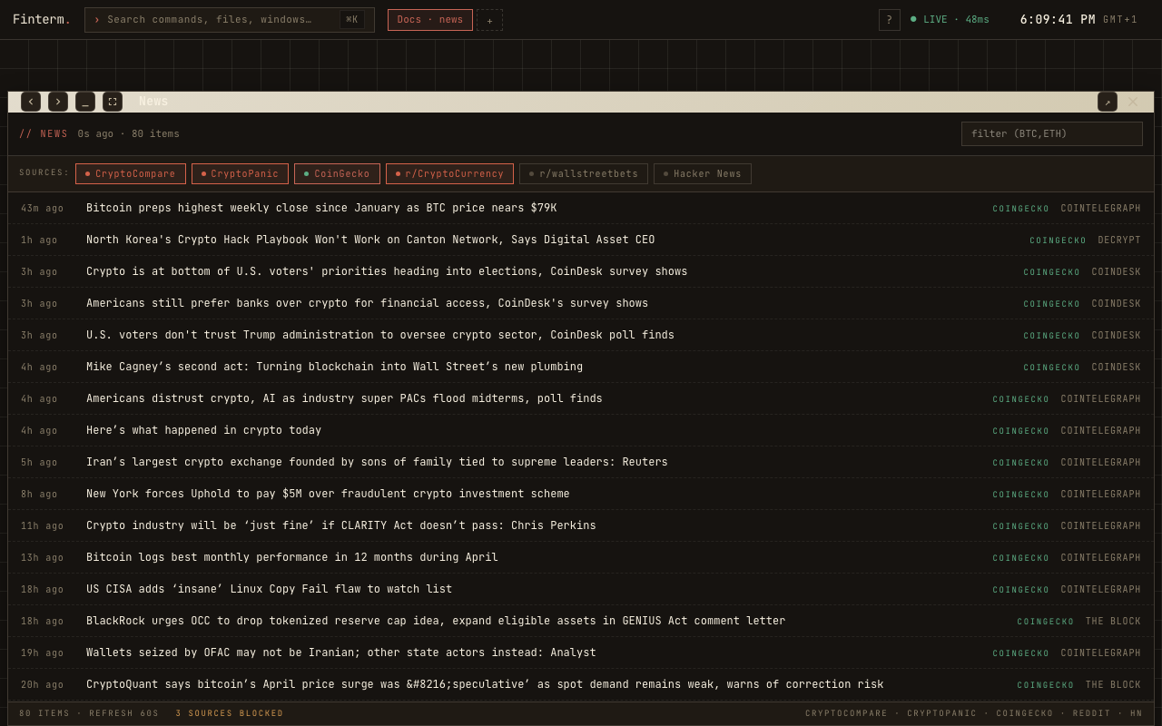 News feed with headlines from multiple sources